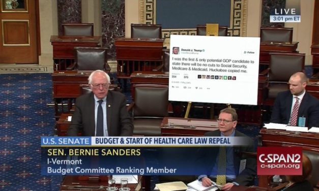 Bernie Just Printed a Gigantic Trump Tweet and Brought It to the Senate Floor